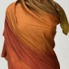 Green, Rust and Maroon Ombre Pure Pashmina Scarf front