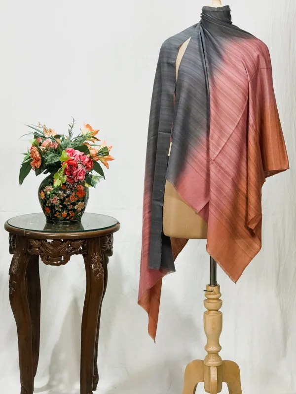Grey, Pink and Peach Ombre Pure Pashmina Scarf