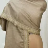 Natural Pure Pashmina Stole with Tilla Hand Work front