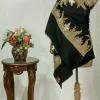 Black Pure Pashmina Stole with Tilla Hand Work