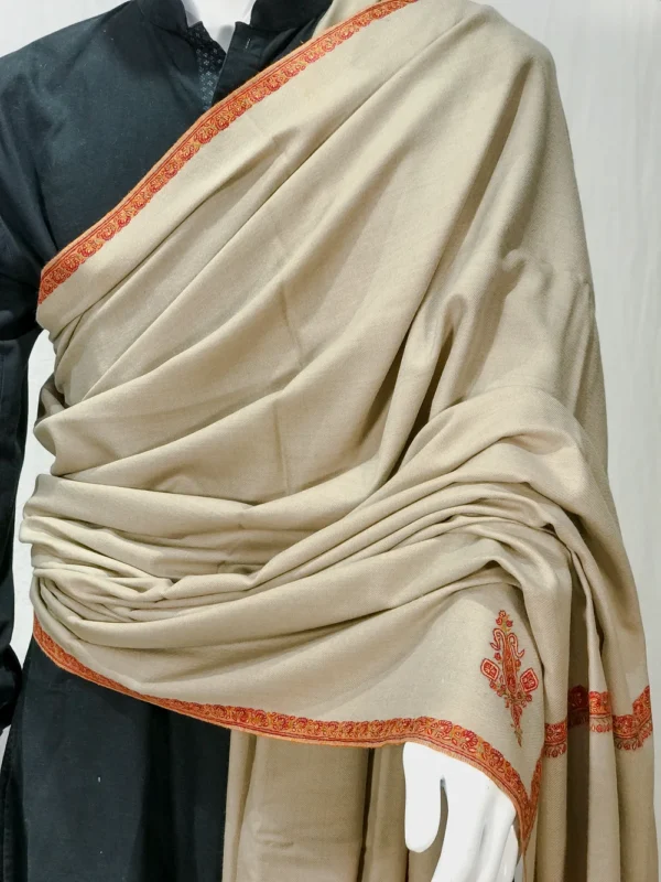 Natural Pure Pashmina Shawl With Sozni Hand Embroidery front