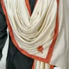 Off-White Pure Pashmina Shawl With Sozni Hand Embroidery front