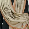 Sand Castle Pure Pashmina Shawl With Sozni Hand Embroidery front