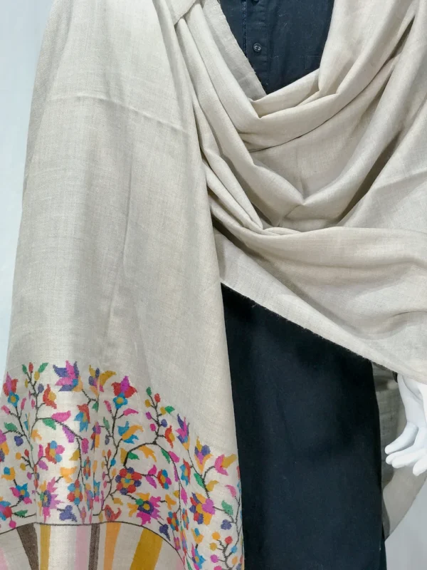 Pigeon Gray Gents Pure Pashmina Shawl with Kani Palla front