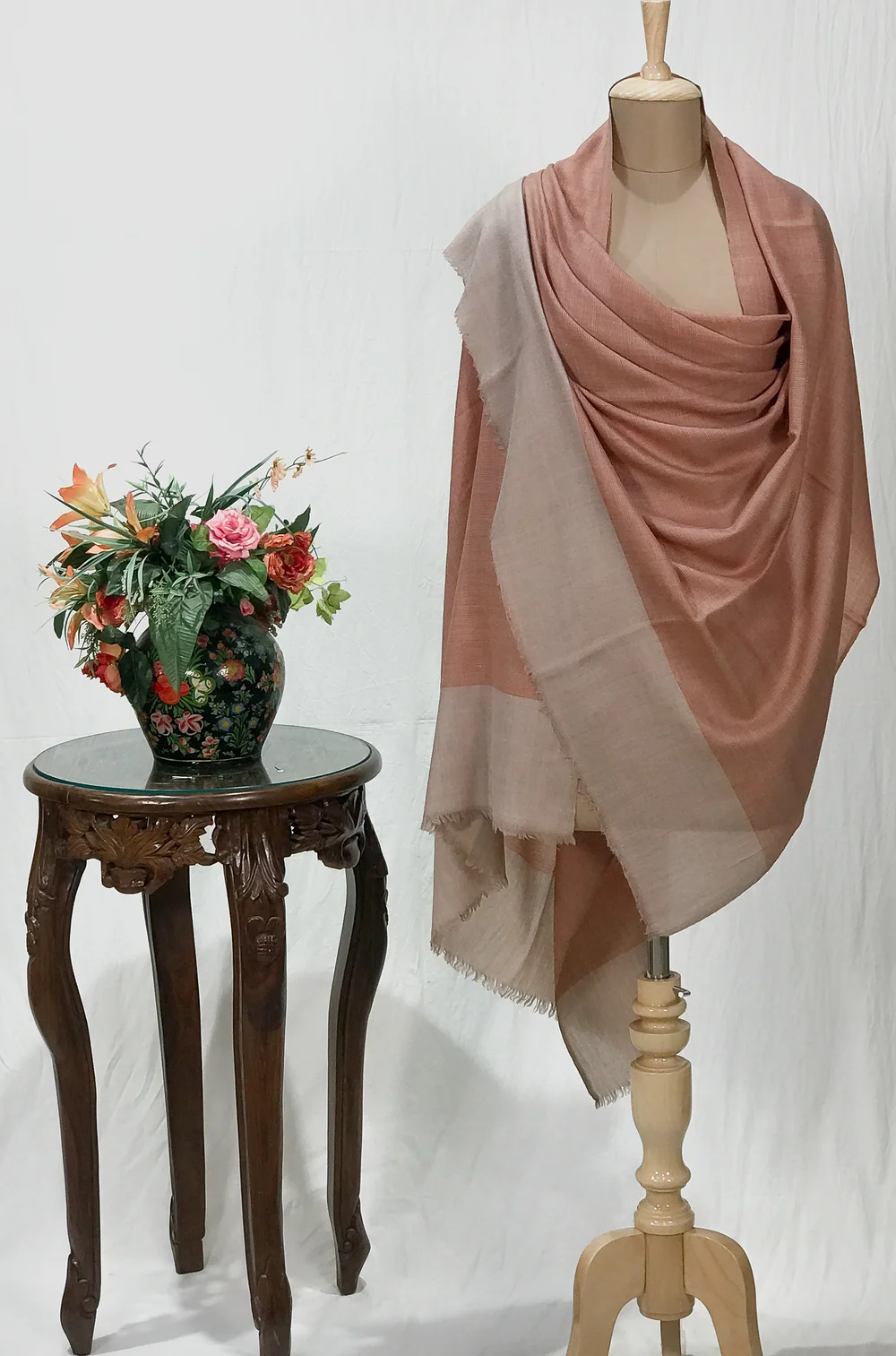 FF Shawl - Beige organic silk and wool shawl