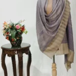 Beige and Purple Space Dye Pure Pashmina Shawl