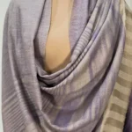 Beige and Purple Space Dye Pure Pashmina Shawl front