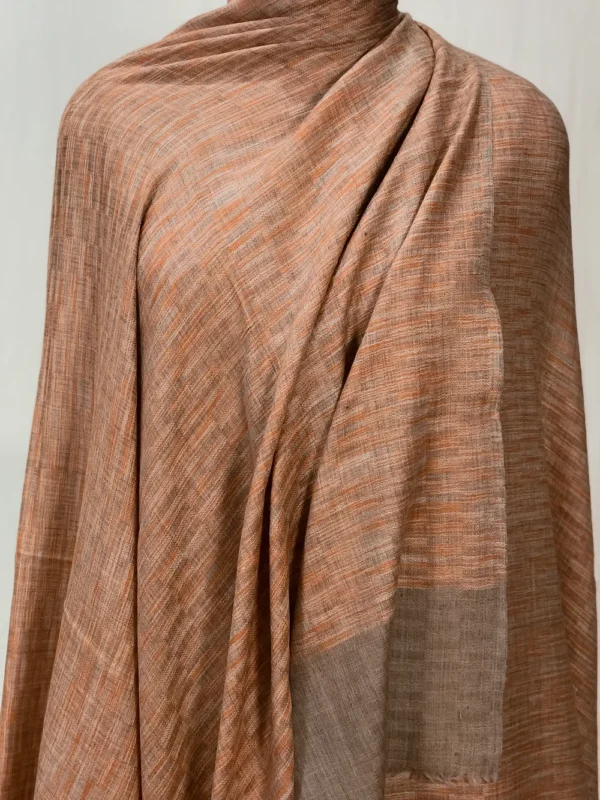 Moss Brown and Rust Space Dye Pure Pashmina Shawl front