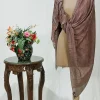 Maroon and Beige Space Dye Pure Pashmina Shawl