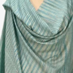 Beige and Aqua Green Space Dye Pure Pashmina Shawl front