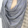 Natural and Blue Space Dye Pure Pashmina Shawl front