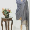 Natural and Blue Space Dye Pure Pashmina Shawl