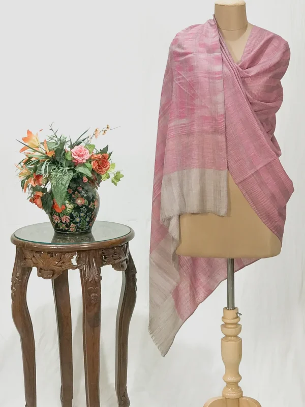 Natural and Pink Space Dye Pure Pashmina Shawl