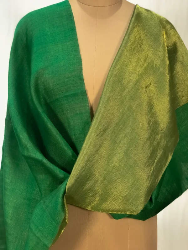 Zari Reversible Green and Brown Pure Pashmina Stole front