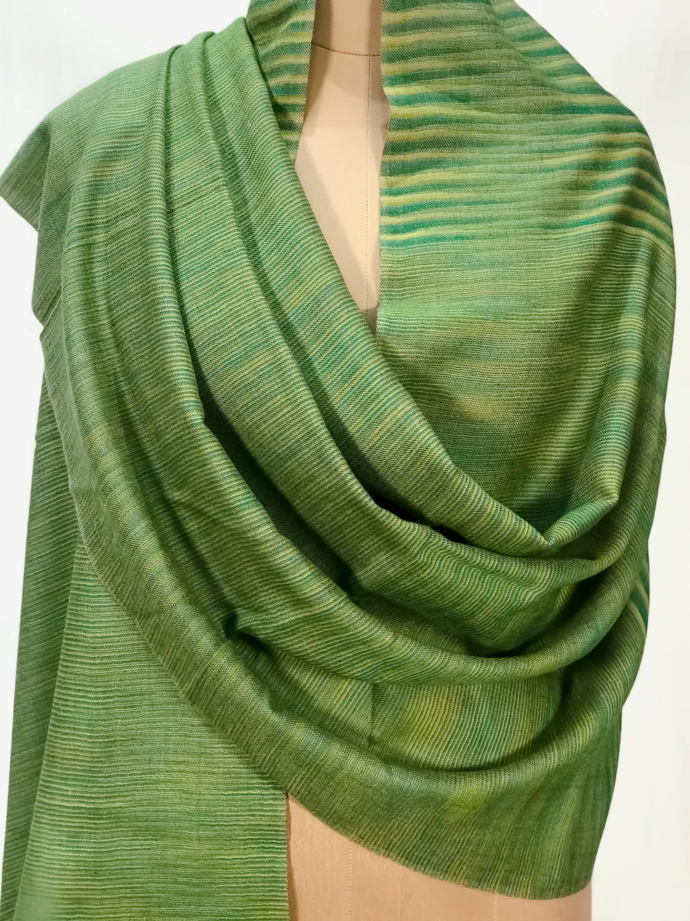 Forest Green Space Dye Pure Pashmina Stole front