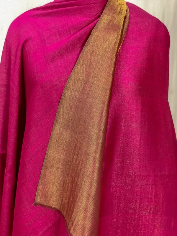 Zari Reversible Pink Pure Pashmina Shawl front