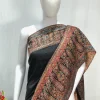Deep Black Modal Silk Kani Saree with Paisley Pallu Design front