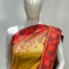 Yellow with Pink Border Modal Silk Kani Saree with Floral Pallu Design front
