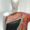 Black Modal Silk Kani Saree with Indian Tribal Figures Pallu Design front