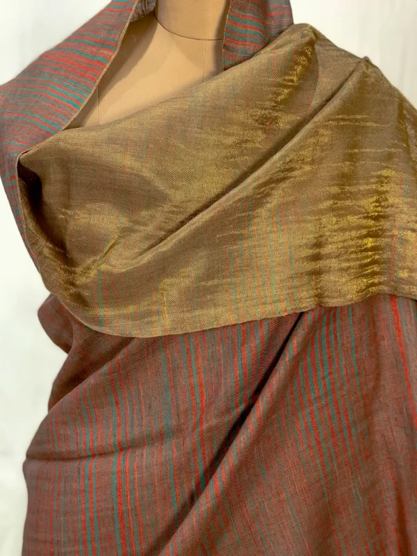 Zari Reversible Space Dye Multi-Colour Pure Pashmina Shawl front