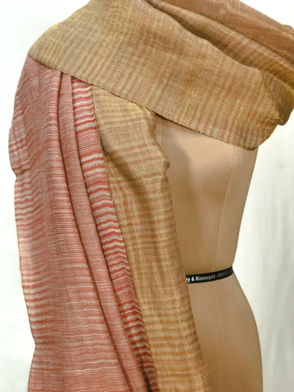 Rust and Beige Space Dye Zari Reversible Pure Pashmina Shawl front