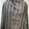 Grey Striped Space Dye Pure Pashmina Shawl front