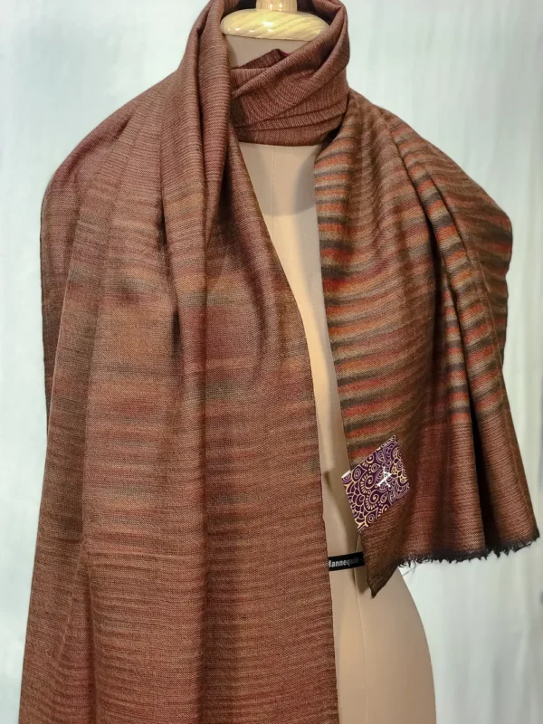 Brown Space Dye Pure Pashmina Stole front