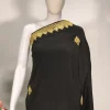 Black Pure Crepe Kashmiri Zari Hand Embroidered Saree front