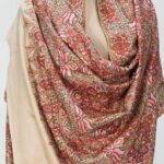 Beige Pure Pashmina Shawl With Papier Mache Jama Hand Embroidery front