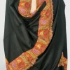 Black Pure Pashmina Shawl With Sozni hand Embroidery front