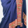 Navy Blue Papier Mache Hand Embroidered Pure Pashmina Shawl front