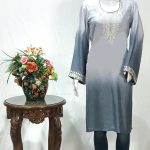 Ombre Crepe Kurti with Tilla Machine Embroidery