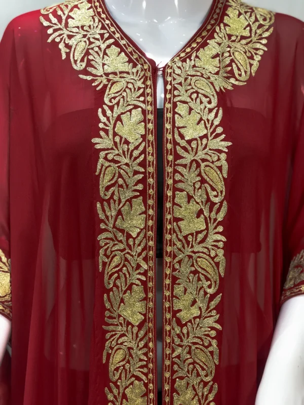Maroon Georgette Shrug with Tilla Embroidery front