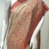 Nude Beige Modal Silk Kani Saree with Floral an Paisley Pallu Design Front