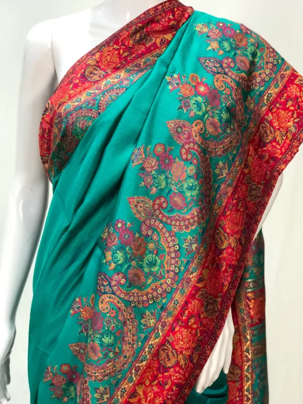 Pine Green Modal Silk Kani Saree with Floral Pallu Design front