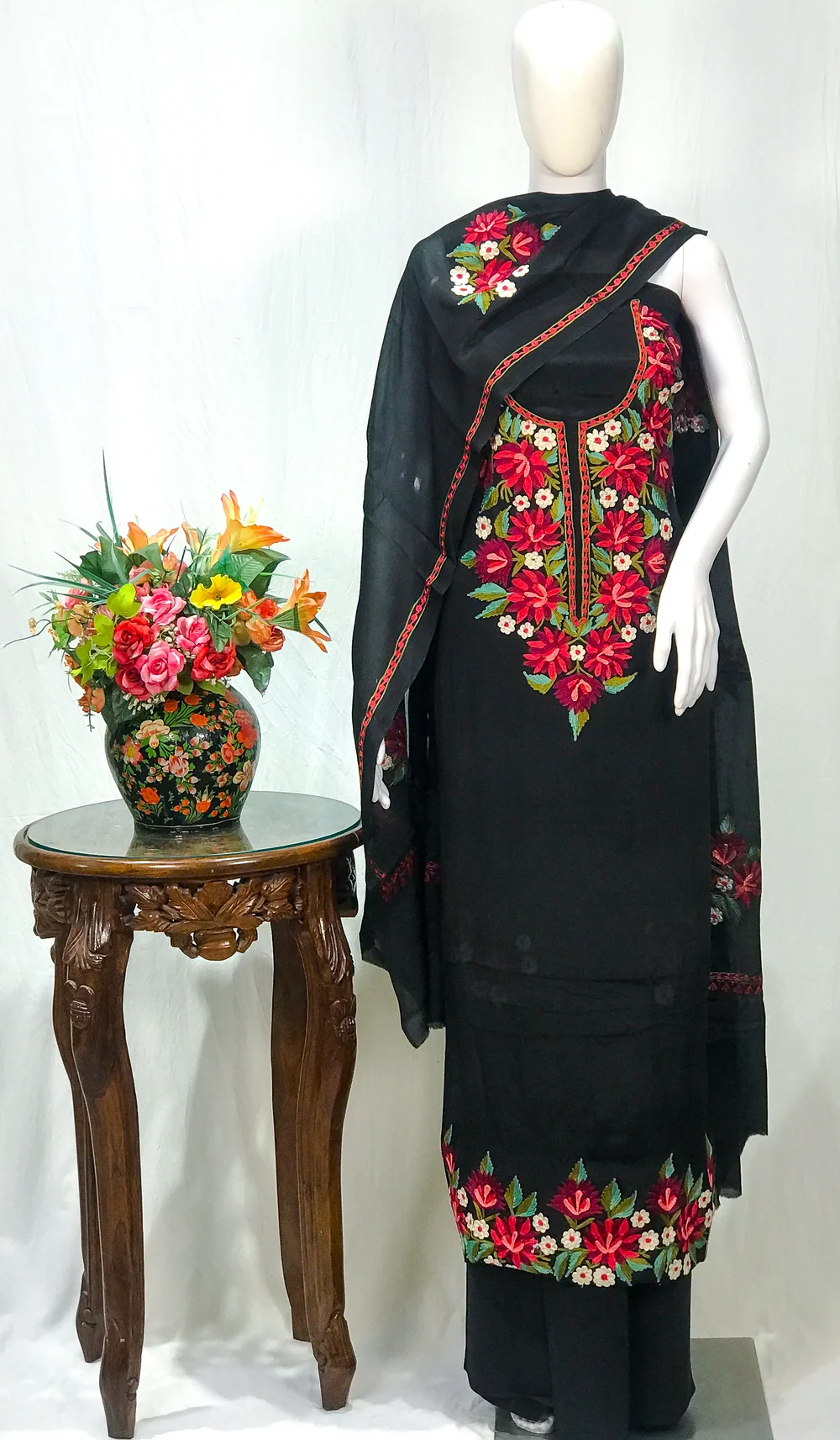 Black Kashmiri Aari Embroidered Salwar Suit