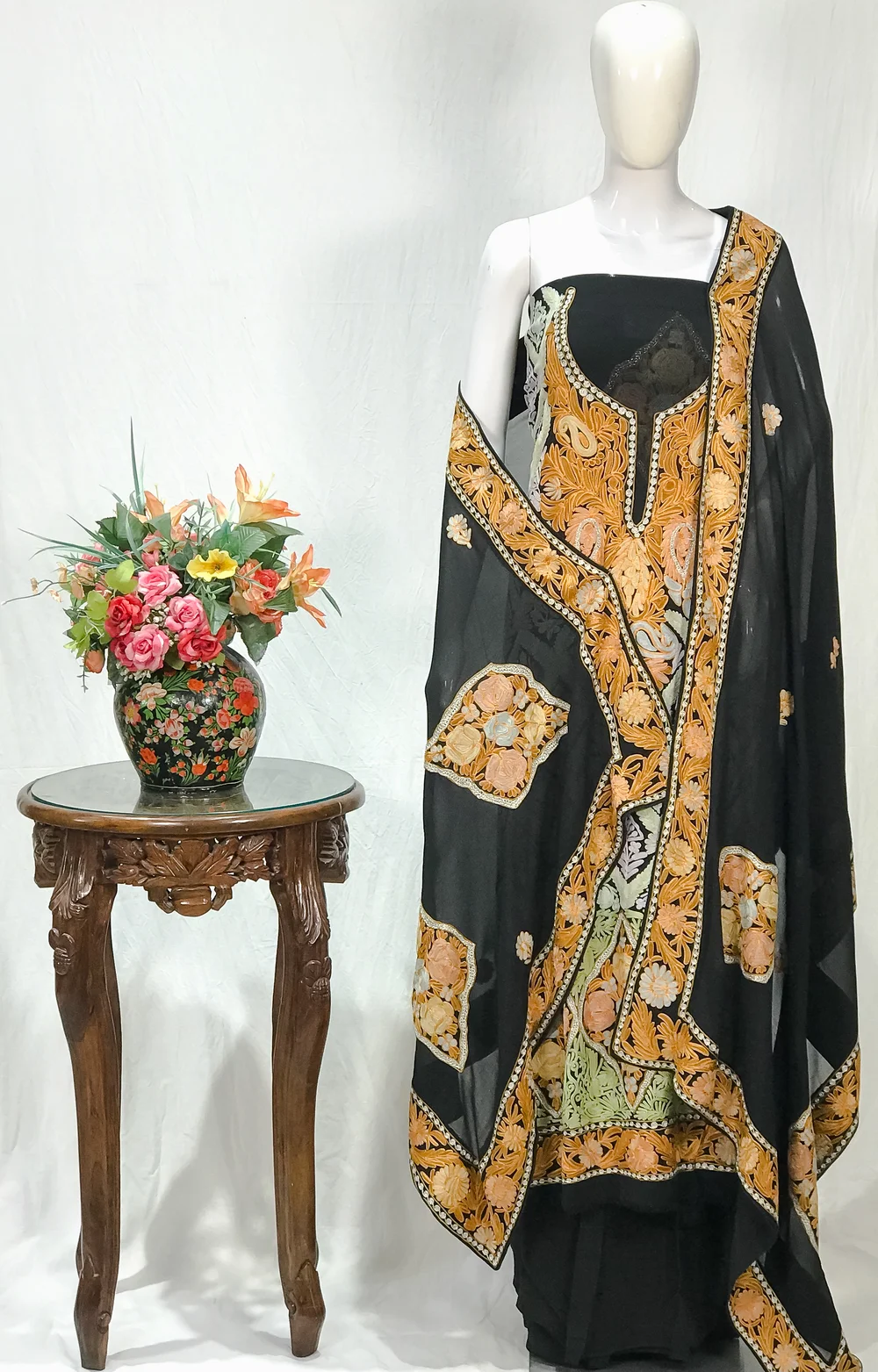 Black Salwar Suit with Kashmiri Aari & Zari Embroidery