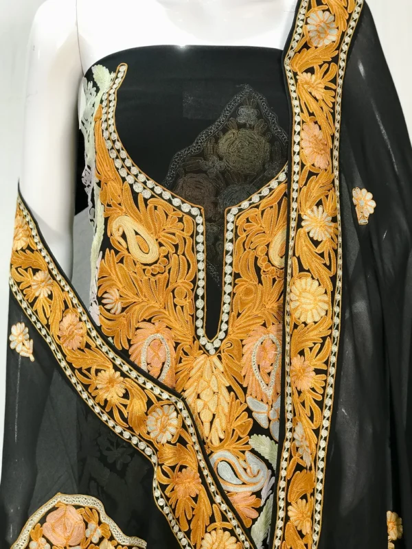 Black Salwar Suit with Kashmiri Aari & Zari Embroidery front