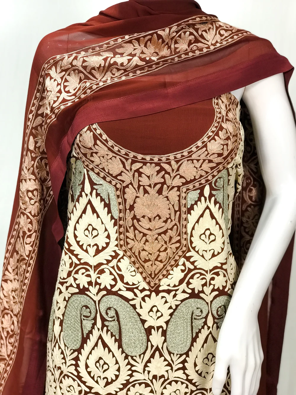 Maroon Salwar Suit with Kashmiri Aari & Zari Embroidery front