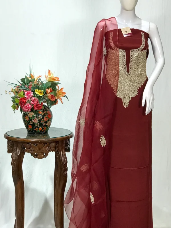 Salwar Suit with Kashmiri Puff Tilla Embroidery front