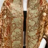 Gloss Velvet Ombre Cape with Aari and Tilla Work: Light Brown and Brown front