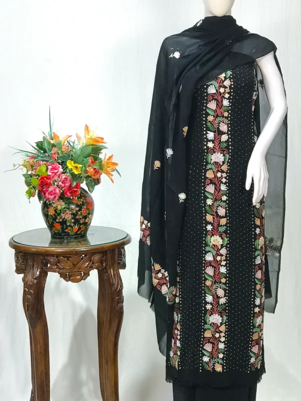 Black Salwar Suit with Kashmiri Aari Embroidery and Mukesh Work