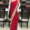 Red Semi-Crepe Zari Embroidered Kashmiri Saree