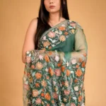 Organza Saree with Kashmiri Aari Embroidery