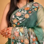Organza Saree with Kashmiri Aari Embroidery