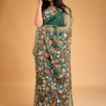 Organza Saree with Kashmiri Aari Embroidery