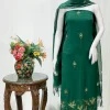 Green Aari Tilla Work Monga Cotton Salwar Suit