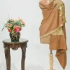 Caramel Brown Pure Pashmina Shawl With Tilla Hand Embroidery
