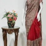 Maroon Organza Sari with Kashmiri Aari Embroidery