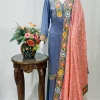Grey Pure Crepe Salwar Suit with Kashmiri Aari Embroidery